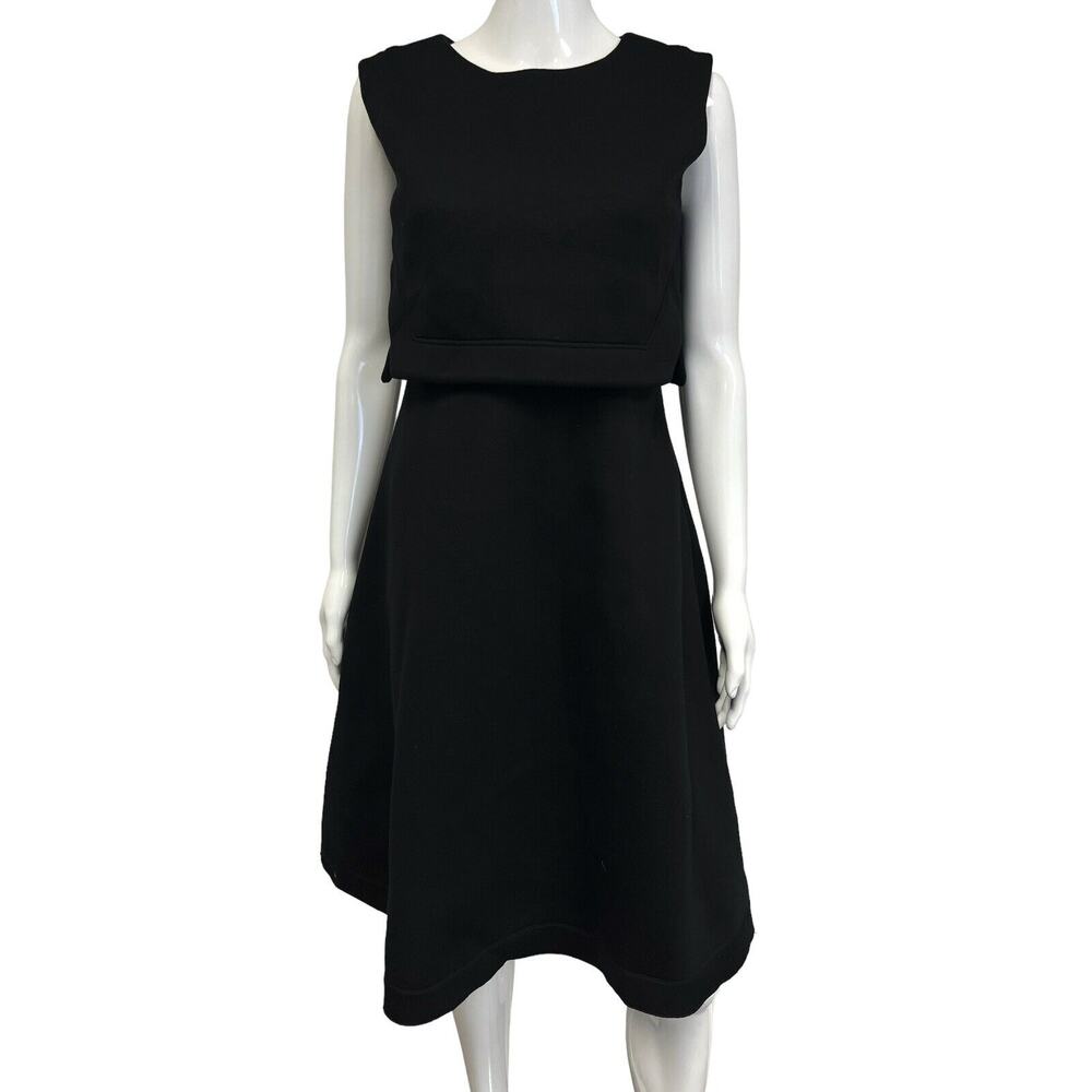 DOROTHEE SCHUMACHER Black 100% Modal Scuba Sleeveless A-Line Midi Dress Size M - Picture 1 of 4